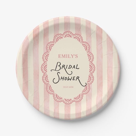Vintage Lace Bridal Shower  Pappteller (Vorderseite)