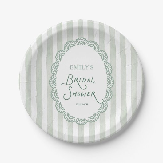 Vintage Lace Bridal Shower Pappteller (Vorderseite)