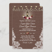 Vintage Lace Burlap Lantern String Lights Hochzeit Einladung (Vorne/Hinten)