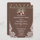 Vintage Lace Burlap-String-Leuchtenleuchten-Partei Einladung (Vorne/Hinten)