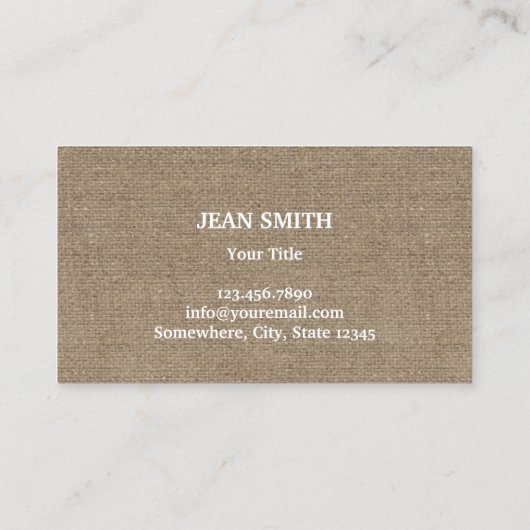 Vintage Lace & Burlap Textur Visitenkarte (Rückseite)
