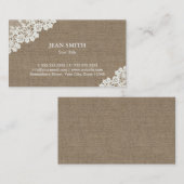 Vintage Lace & Burlap Visitenkarten Visitenkarte (Vorne/Hinten)
