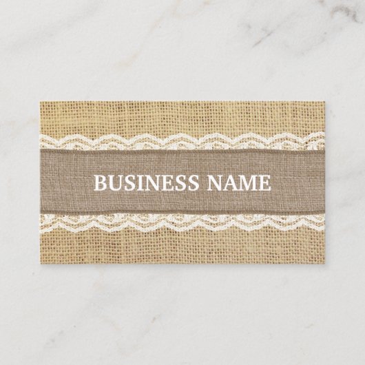 Vintage Lace & Burlap Visitenkarten Visitenkarte (Vorderseite)