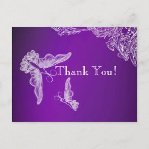 VINTAGE LACE & BUTTERFLIES LILA OMBRÉ POSTKARTE