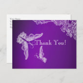 VINTAGE LACE & BUTTERFLIES LILA OMBRÉ POSTKARTE (Vorne/Hinten)