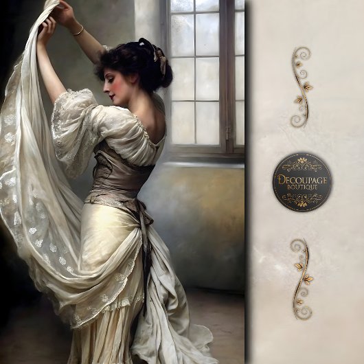 Vintage Lace Dancer by Window Decoupage Seidenpapier