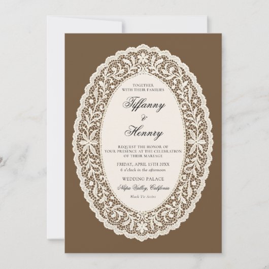 Vintage Lace Doily Wedding Invitation Einladung (Vorderseite)