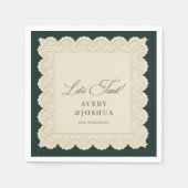 Vintage Lace Green Stripes Engagement Party Serviette (Vorderseite)