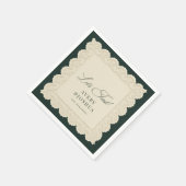 Vintage Lace Green Stripes Engagement Party Serviette (Ecke)