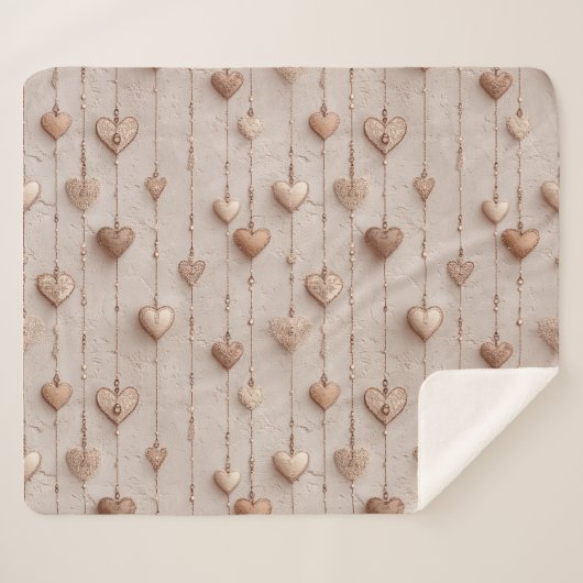 Vintage Lace Heart Strings Sherpadecke (Vorderseite (Horizontal))