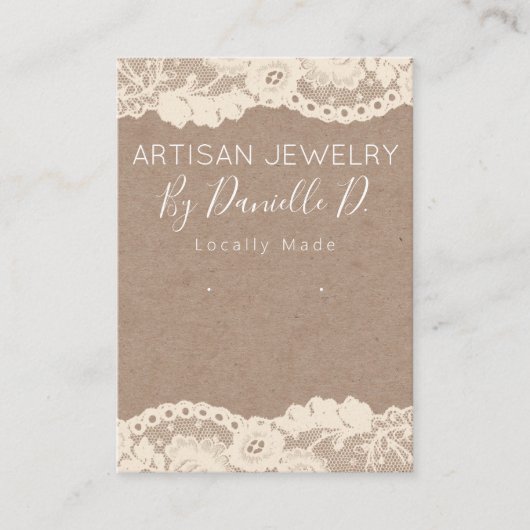 Vintage Lace Kraft Handmade Schmuckverleihe Visitenkarte (Vorderseite)