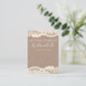 Vintage Lace Kraft Handmade Schmuckverleihe Visitenkarte (Stehend Vorderseite)