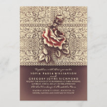 Vintage Lace Marsala Rose Hochzeit Einladungen