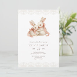Vintage Lace Pink Some Bunny Baby Shower Einladung