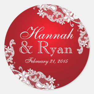 Vintage Lace Red Runder Aufkleber