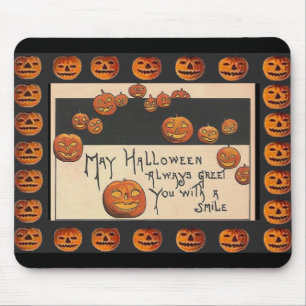 Vintage lächelnde Halloween-Kürbislaternen Mousepad