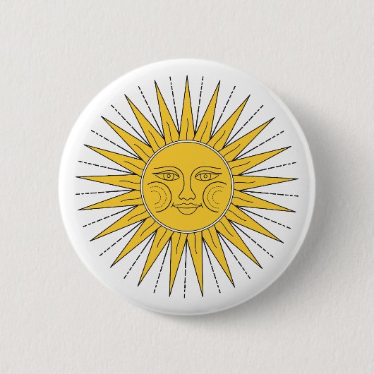 Vintage lächelnde Sonne Button (Vorderseite)