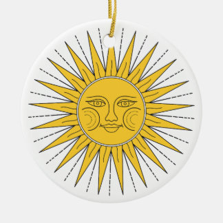 Vintage lächelnde Sonne Keramik Ornament