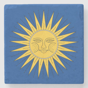 Vintage lächelnde Sonne  Steinuntersetzer