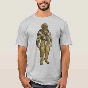 Vintage lächelnder Taucher mit Tauchhelm und Gürte T-Shirt