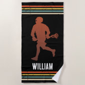 Vintage Lacrosse Personalisiert Strandtuch (Vorderseite)