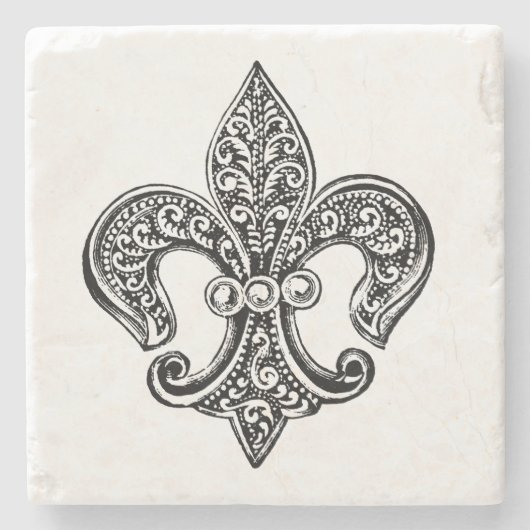 Vintage Lacy Schwarzweiss-Lilie Steinuntersetzer (Vorderseite)