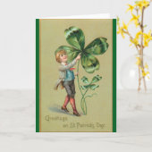 Vintage Lad With Shamrocks Greeting Card Karte (Gelbe Blume)