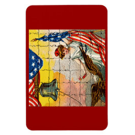 Vintage Lady, Adler, Flag und Liberty Bell Mosiac Magnet