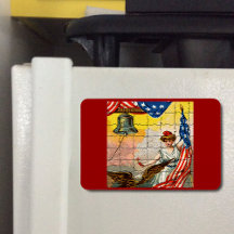 Vintage Lady, Adler, Flag und Liberty Bell Mosiac