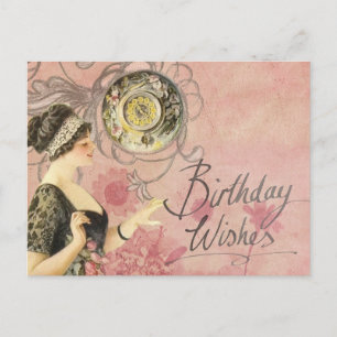 Vintage Lady Alles Gute zum Geburtstag Postkarte