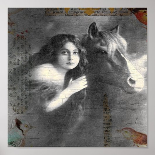 Vintage Lady and Horse Digital Collage Poster (Vorne)
