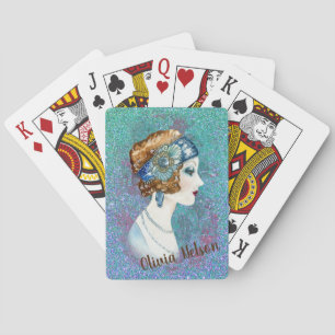 Vintage Lady auf Glitter Spielkarten