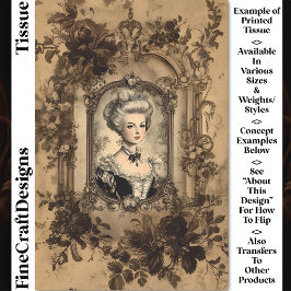 Vintage Lady Baroque Rahmen Sepia CW9R Decoupage Seidenpapier