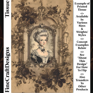 Vintage Lady Baroque Rahmen Sepia CW9R Decoupage Seidenpapier
