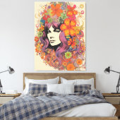 Vintage Lady Canvas der 70er Jahre Leinwanddruck (Insitu (Schlafzimmer))