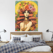 Vintage Lady Canvas der 70er Jahre Leinwanddruck (Insitu (Schlafzimmer))