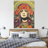 Vintage Lady Canvas der 70er Jahre Leinwanddruck (Insitu (Schlafzimmer))