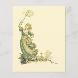 Vintage Lady Chasing Butterfys Scrapbook Paper