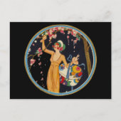Vintage Lady Cherry Blossom Tree Hat Box Postkarte (Vorderseite)