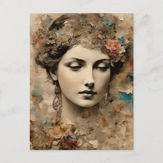 Vintage Lady Collage Postcard Postkarte (Vorderseite)