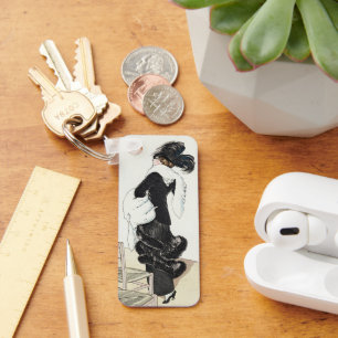 Vintage-Lady der Mode, Haute-Couture-Pelzmantel Schlüsselanhänger