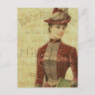 Vintage Lady Elegant Vorsatzpapier Französische Ty Postkarte