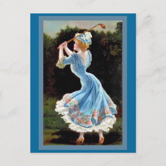 Vintage Lady Golfing Postkarte (Vorderseite)