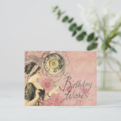 Vintage Lady Happy Birthday Postkarte (Stehend Vorderseite)