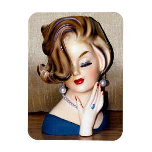 Vintage Lady Head Vase Drehte Hairdo Ring Magnet