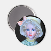 Vintage Lady Head Vase Flapper Cloche Hat Magnet (Vorderseite/Rückseite)