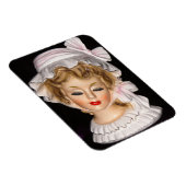 Vintage Lady Head Vase Pink Ruffled Bonnet Magnet (Rechte Seite)