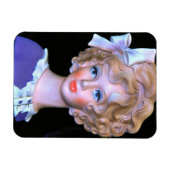 Vintage Lady Head Vase Pink Ruffled Bonnet Magnet (Horizontal)