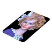 Vintage Lady Head Vase Pink Ruffled Bonnet Magnet (Linke Seite)