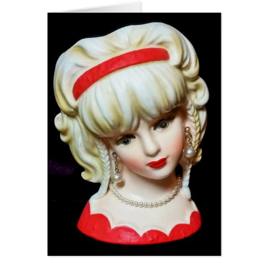 Vintage Lady Head Vase Platinum Blonde Braids Card (Vorne)
